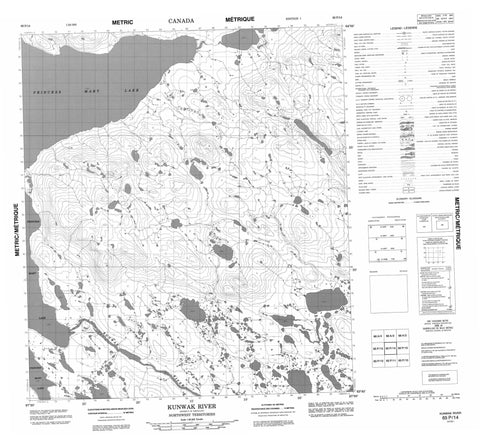 065P14 Kunwak River Canadian topographic map, 1:50,000 scale