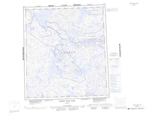 065P Thirty Mile Lake Canadian topographic map, 1:250,000 scale