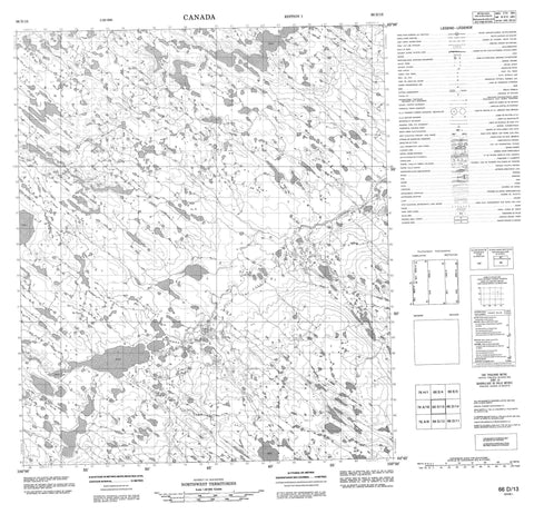 066D13 No Title Canadian topographic map, 1:50,000 scale