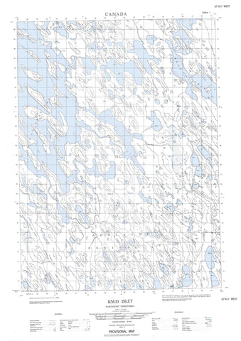 067A07W Knud Inlet Canadian topographic map, 1:50,000 scale