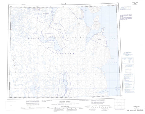 068A Fisher Lake Canadian topographic map, 1:250,000 scale