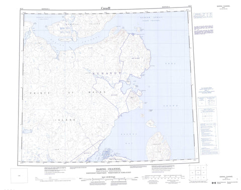 068D Baring Channel Canadian topographic map, 1:250,000 scale