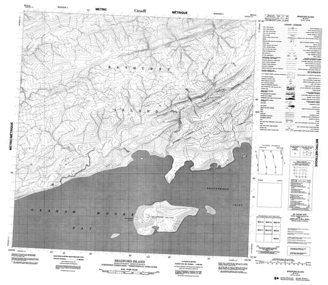 068G10 Bradford Island Canadian topographic map, 1:50,000 scale