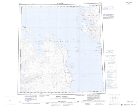 069A Penny Strait Canadian topographic map, 1:250,000 scale