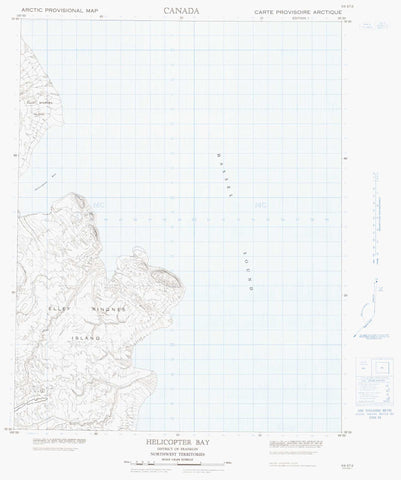 069E12 Helicopter Bay Canadian topographic map, 1:50,000 scale