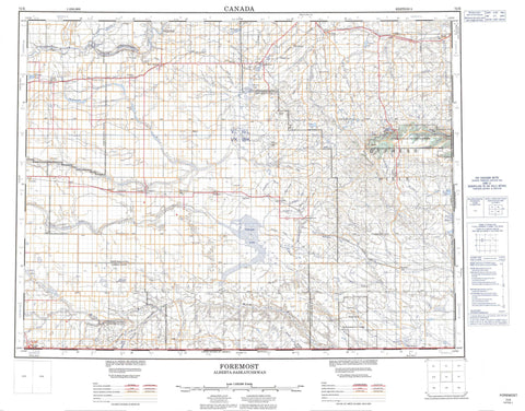 072E Foremost Canadian topographic map, 1:250,000 scale