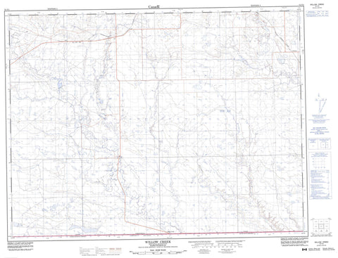072F04 Willow Creek Canadian topographic map, 1:50,000 scale