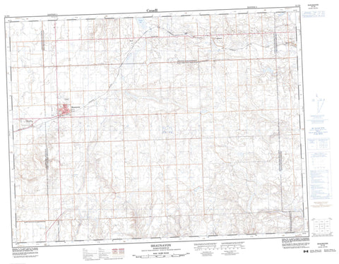 072F09 Shaunavon Canadian topographic map, 1:50,000 scale