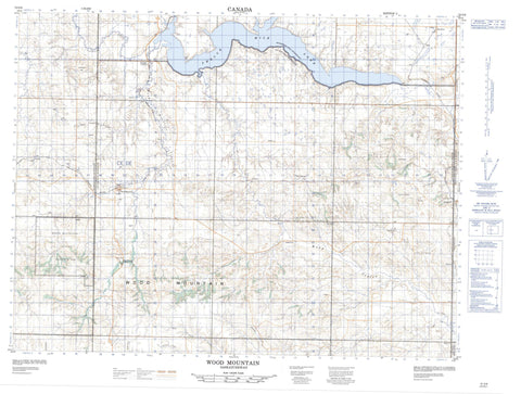 072G08 Wood Mountain Canadian topographic map, 1:50,000 scale