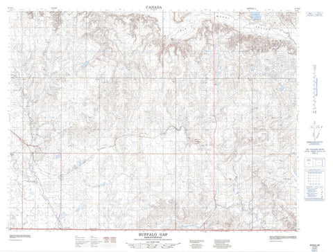 072H03 Buffalo Gap Canadian topographic map, 1:50,000 scale
