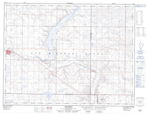 072H12 Assiniboia Canadian topographic map, 1:50,000 scale