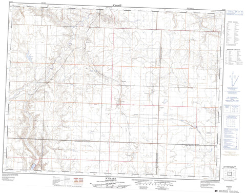 072J04 Wymark Canadian topographic map, 1:50,000 scale