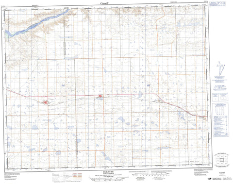 072K14 Sceptre Canadian topographic map, 1:50,000 scale