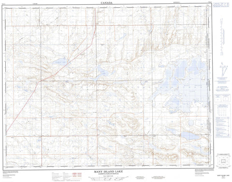 072L01 Many Island Lake Canadian topographic map, 1:50,000 scale