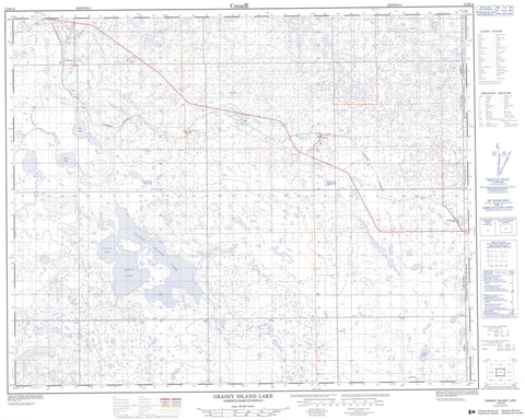 072M16 Grassy Island Lake Canadian topographic map, 1:50,000 scale