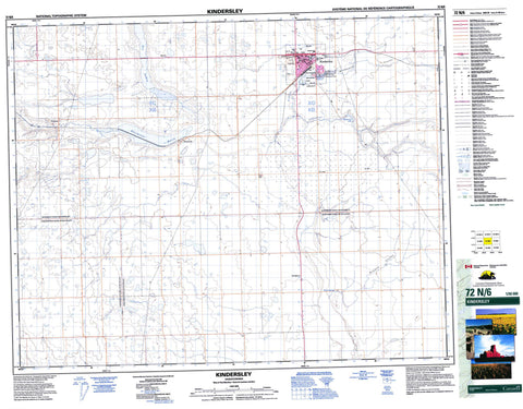 072N06 Kindersley Canadian topographic map, 1:50,000 scale