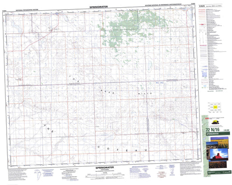 072N16 Springwater Canadian topographic map, 1:50,000 scale