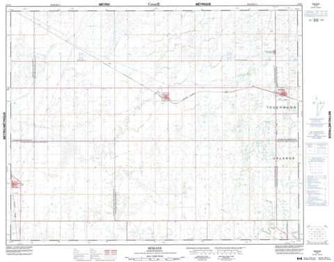 072P07 Semans Canadian topographic map, 1:50,000 scale