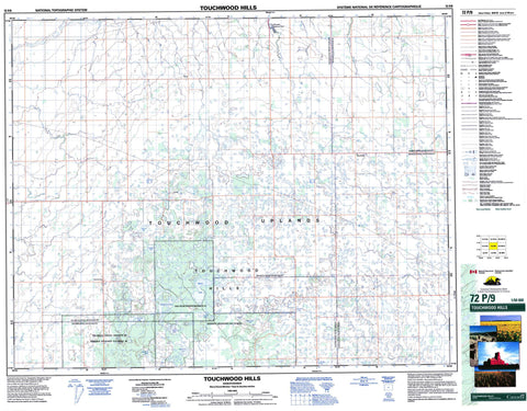 072P09 Touchwood Hills Canadian topographic map, 1:50,000 scale