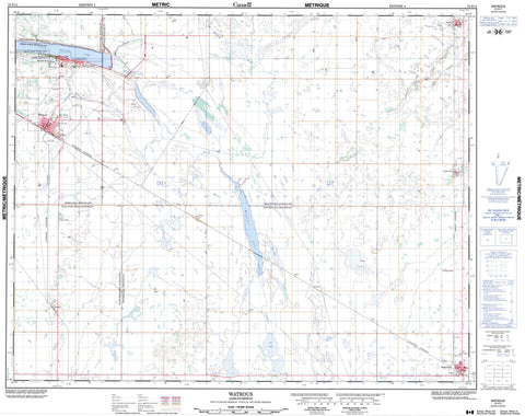 072P11 Watrous Canadian topographic map, 1:50,000 scale