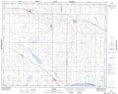 072P13 Young Canadian topographic map, 1:50,000 scale