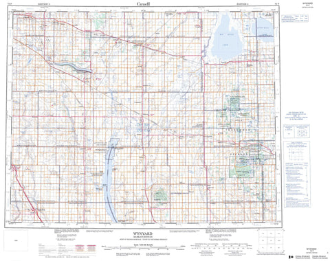 072P Wynyard Canadian topographic map, 1:250,000 scale