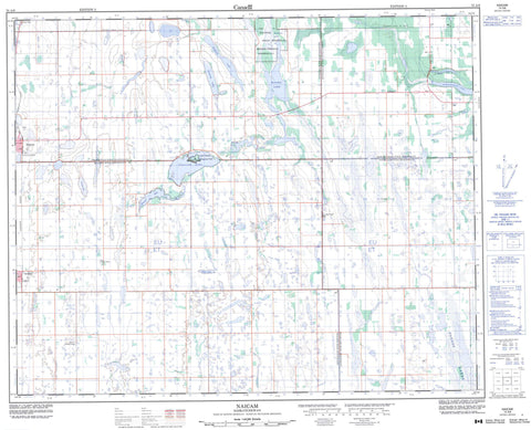 073A08 Naicam Canadian topographic map, 1:50,000 scale