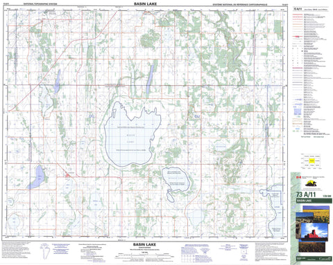 073A11 Basin Lake Canadian topographic map, 1:50,000 scale