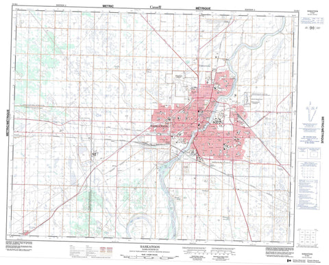 073B02 Saskatoon Canadian topographic map, 1:50,000 scale