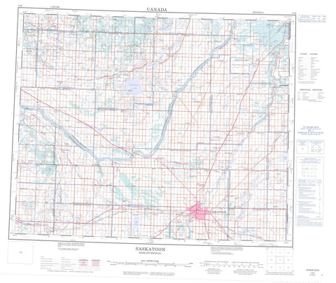073B Saskatoon Canadian topographic map, 1:250,000 scale