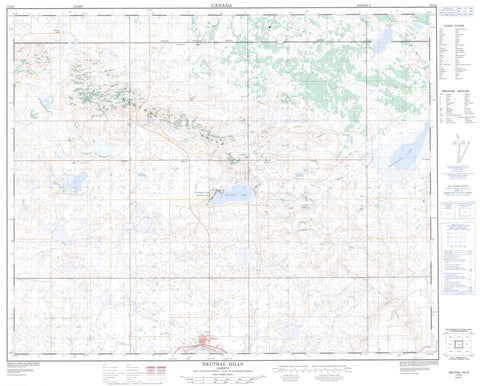 073D02 Neutral Hills Canadian topographic map, 1:50,000 scale