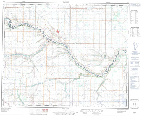 073D05 Alliance Canadian topographic map, 1:50,000 scale