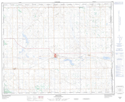 073D08 Provost Canadian topographic map, 1:50,000 scale