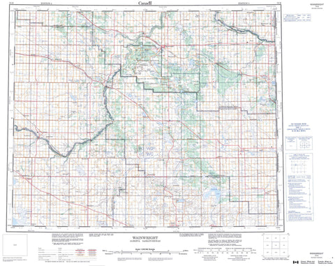 073D Wainwright Canadian topographic map, 1:250,000 scale
