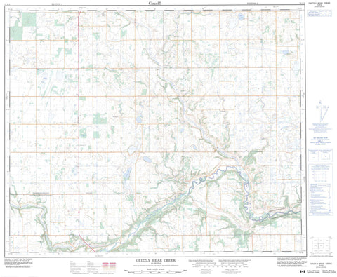073E02 Grizzly Bear Creek Canadian topographic map, 1:50,000 scale