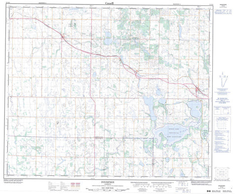 073E05 Innisfree Canadian topographic map, 1:50,000 scale