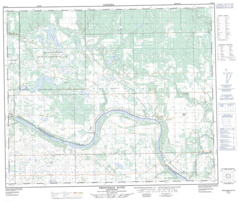 073F12 Frenchman Butte Canadian topographic map, 1:50,000 scale