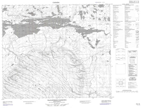 073I16 Wapawekka Narrows Canadian topographic map, 1:50,000 scale