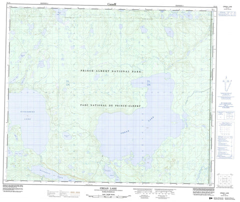 073J01 Crean Lake Canadian topographic map, 1:50,000 scale