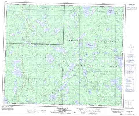 073J02 Strange Lake Canadian topographic map, 1:50,000 scale