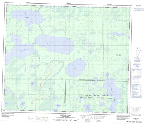 073J07 Listen Lake Canadian topographic map, 1:50,000 scale