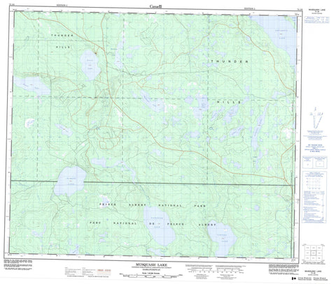 073J08 Musquash Lake Canadian topographic map, 1:50,000 scale