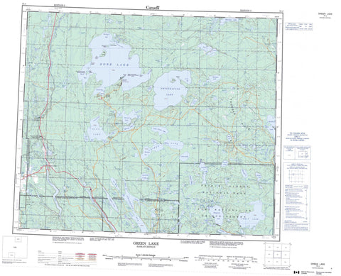 073J Green Lake Canadian topographic map, 1:250,000 scale