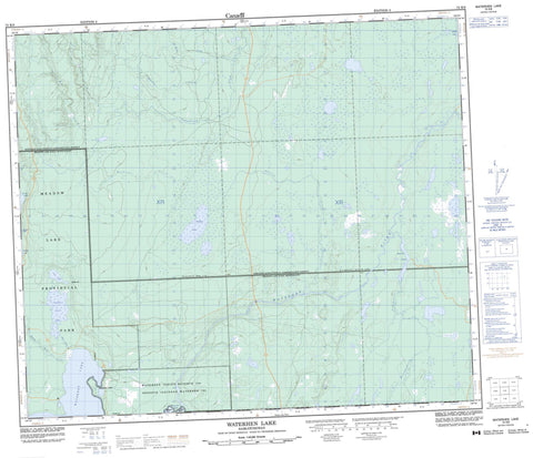 073K09 Waterhen Lake Canadian topographic map, 1:50,000 scale