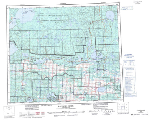 073K Waterhen River Canadian topographic map, 1:250,000 scale