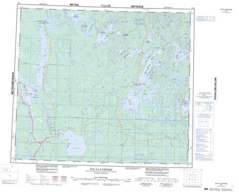 073O Ile A La Crosse Canadian topographic map, 1:250,000 scale