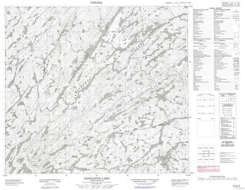 074A15 Pendleton Lake Canadian topographic map, 1:50,000 scale