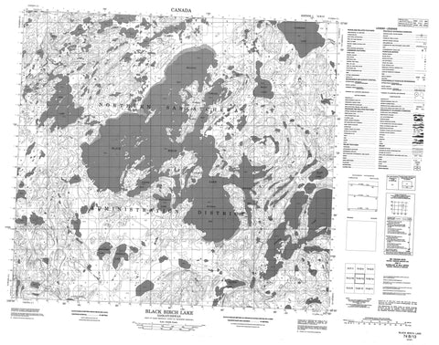 074B13 Black Birch Lake Canadian topographic map, 1:50,000 scale