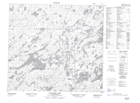 074B16 Haultain Lake Canadian topographic map, 1:50,000 scale