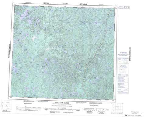 074B Mudjatik River Canadian topographic map, 1:250,000 scale